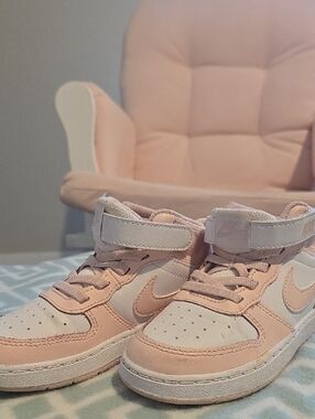 Nike Kids' Pink and White High-Top Sneakers